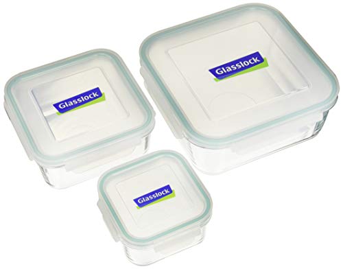 Glasslock - Classic Set, Cuadrado, 3 EA,  (480 ml, 1180 ml, 2450 ml)