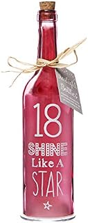 Boxer Gifts SB1218 Light-Up LED '18' Birthday Glass Starlight Bottle | Beautiful, Decorative Homeware Comes with Gift Tag, 6.7cm x 29.5 cm