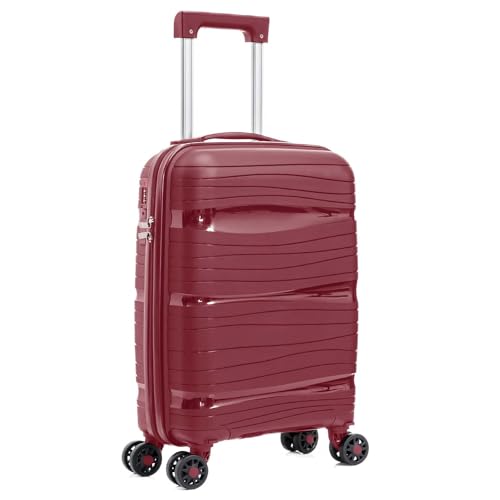 ARTREE Maletas de Viaje Cabina Polipropileno   Maleta Cabina Rígida Prácticas y Ligeras 52x35x20cm   Maleta de Cabina con 4 Ruedas Giratorias y Cierre de Combinación, 28L (Granate)