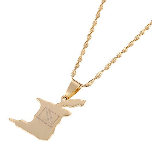 Trinidad and Tobago Map Flag Pendant Necklace Stainless Steel Country Map Jewelry