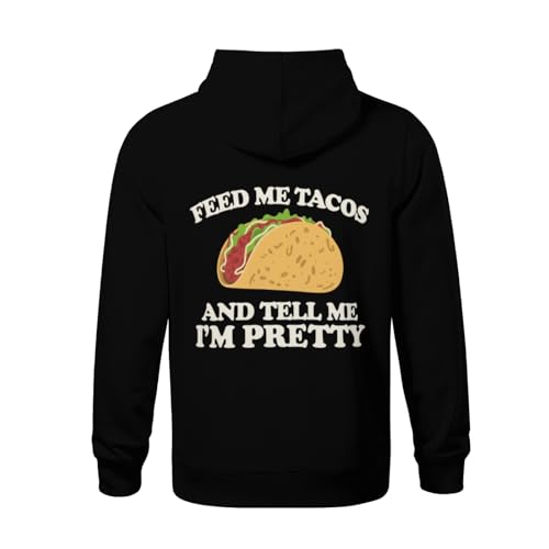 Kids Funny Feed me tacos and tell me I'm pretty Boys Girls Lightweight Kangaroo Pocket Hoodies3