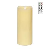 3D Moving Flame Led Candle With Timer, Pillar Flamless Candle for Christmas Decoration, 3x7 Inch, Ivory