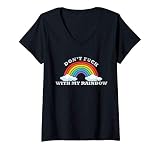 Femme Ne baise pas avec mon arc-en-ciel sarcastique heureux T-Shirt avec Col en V