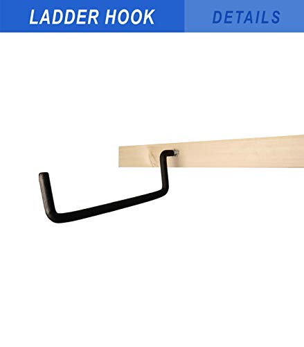 POETISKE Heavy Duty Screw in Ladder Hooks Good Garage Storage Organizer Vinyl Coated Black 4Pack