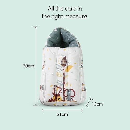 Image of 3 in 1 Baby Sleeping Bag & Carry Nest for Newborn, Portable Bamboo Cotton for 0-6 Months Infants, Holding Set, Soft & Lightweight (Jungle Tribe)