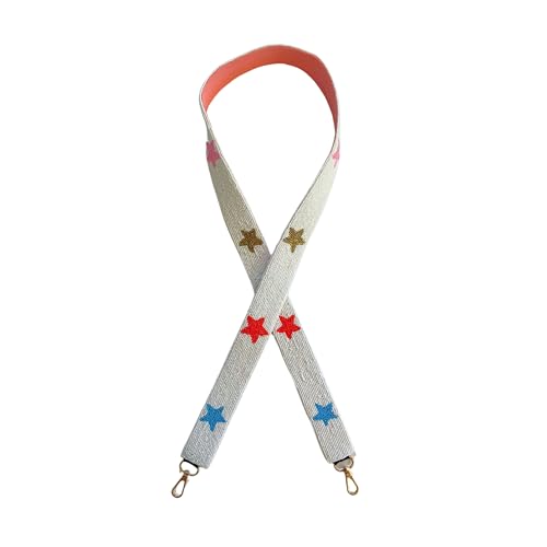 Beaded Purse Strap with Stars Multi Colors Rainbow | 49” Long Concert Outfit for Clear Bags College Game day Gold Clips