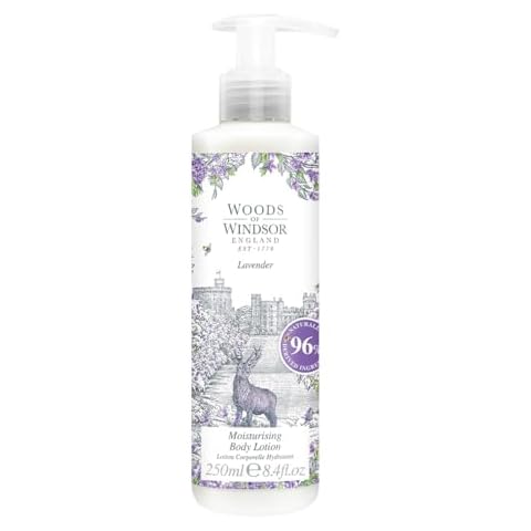Woods of Windsor Body Lotion, Floral Body Moisturizer for Women with Notes of Patchouli and Musk, Fast Absorbing Body Cream to Help Soften and Moisturize Skin, Lavender Scent 250ml Cover