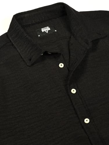 Image of Thomas Scott Men's | Solid | Textured Fabric | Full Sleeve | Slim Fit | Polyester-Blend | Spread Collar | Casual Shirt