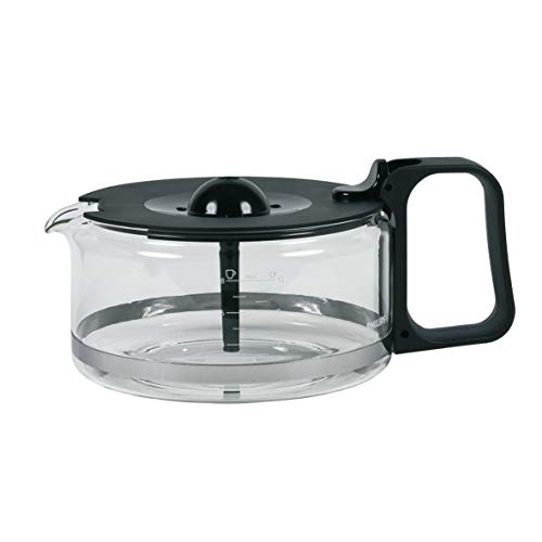 Philips 996510074345 CP903101 ORIGINAL Glaskanne Kaffeekrug Kanne Krug Glas Kunststoff Kaffeemaschinenglaskrug Kaffeekanne transparent schwarz
