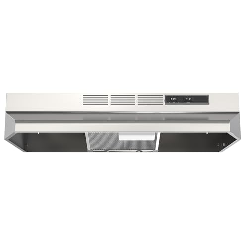 Range Hood 30inch Under Cabinet - Ductless Durable Stainless Steel Equivalent 300CFM & 45dB Quiet oven/stove vent hood for kitchen & Apartments with 2-Speed Exhaust Fan & Reusable Filter