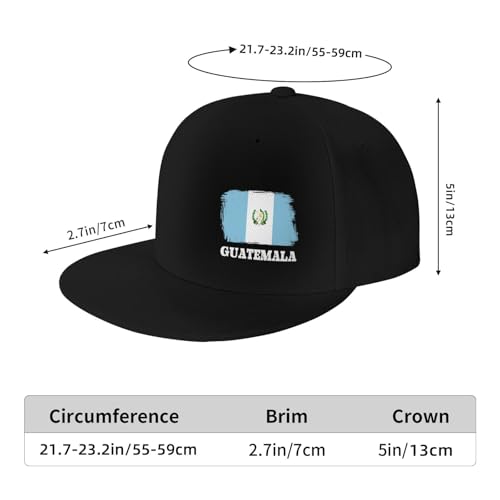Funny Guatemalan Guatemala Flag Snapback Hat Unisex Flat Brim Bill Baseball Cap Black2