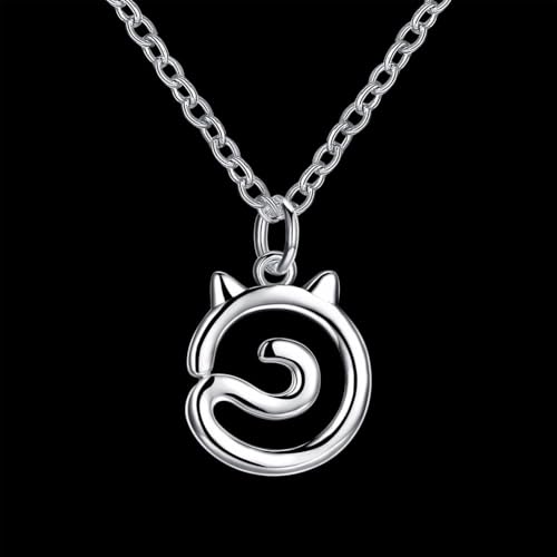 Collier d'oreille de chat argent 925 chaîne Kitty femmes fille - 2