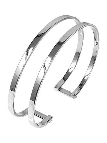 Silver Bangle For Women | Elegant Women's Plain 925 Sterling Silver Bangle Cuff Bracelet Jewelry gift for Her - Main Image