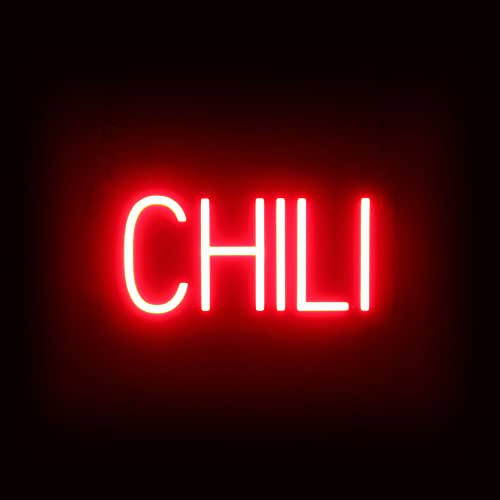 Image of SpellBrite LED Neon CHILI Sign for Business - Red, 15 inch x 6 inch | Ultra-Bright Click-Together Signage for Restaurants, with Visibility from 500 Feet - 8 Animations, 6 Brightness Settings
