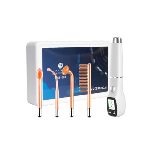 HS 4 in1 Digital High Frequency Facial Machine Portable High Frequency wand For Hair with 4 Glass Tubes High Frequency Wand for Acne Hair Growth Wrinkle Reducin &Skin Tightening Tools