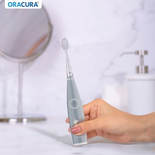 Image of ORACURA KSB200 Kids Sonic Electric Rechargeable Toothbrush, 3-10 Years, 24,000 strokes /min, With 3 Modes, IPX7 Waterproof, Smart 2-Min Timer, Rechargeable Lithium Battery, LED & Colorful Lights (Grey)
