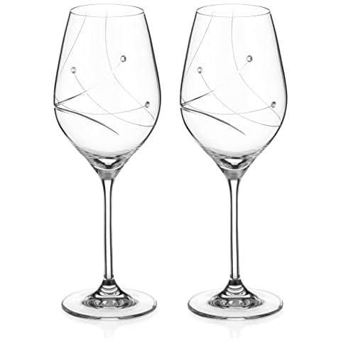 DIAMANTE Swarovski White Wine Glasses Set Cover