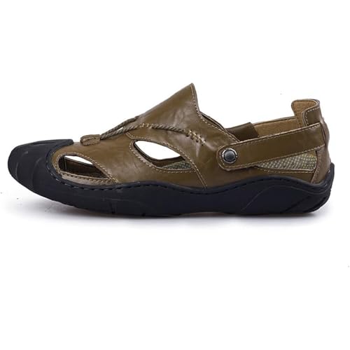 Men's Closed-Toe Leather Sandals - Summer Hiking Non-Slip Outdoor Breathable Adjustable Slides4