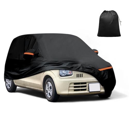 X AUTOHAUX 【マツダ キャロル】車ボディカバー 自動車カバー 新型100%防水生地&5層構造 軽量・女性でも楽々 裏起毛 塗装面保護 運転席ジッパー付き/ドア開閉可能/忘れ物をしても安心 耐強風 防風ロープ/収納袋付き 日焼け/梅雨対策 車中泊 仮眠 暑さ対策 UVカット