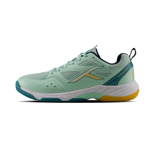 Image of HNDRD Hyperspeed Badminton Shoes (Non Marking) Indoor Sports | All-Day Comfort & Support | Cloud-Cushion Midsole | Active Grip Sole | Effortless Control (White /Crimson ; UK 7)