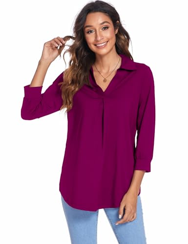 Image of Newchoice Womens 3 /4 Sleeve Shirts Business Casual Tops