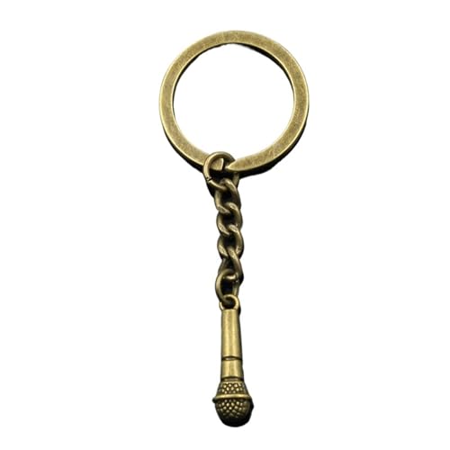 Porte-clés microphone homme idée cadeau original pendentif métal avec chaîne