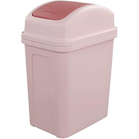 Hokky Small Trash Bin with Swing Lid, For Bedroom, Bathroom, Kitchen (Pink) Cover