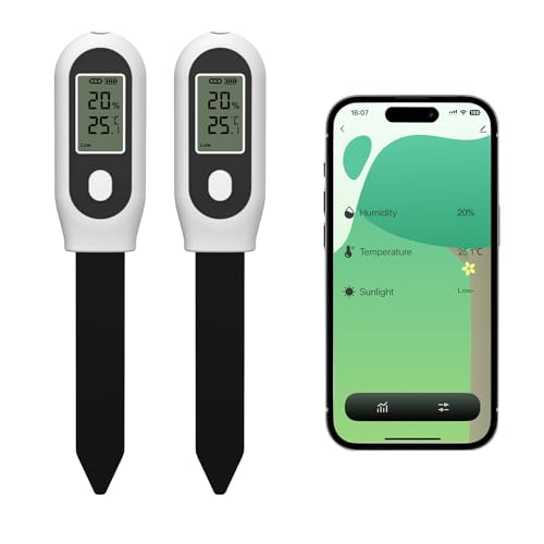 Zigbee Smart 3 in 1 Garden Soil Moisture Sensor, Temperature and Light Monitor, Compatible with Tuya Smart App and Home Assistant (1PCS Soil Meter)