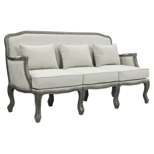 Acme Furniture Upholstered Sofa with Nailhead Trim, Cream and Brown