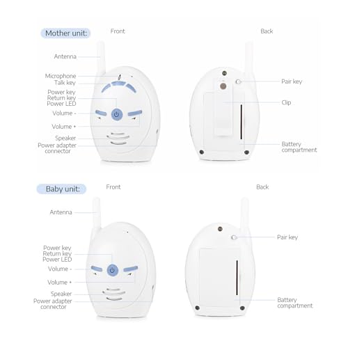 Monitor de Audio para Bebés con hasta 1000 Pies de Alcance, Alerta de Sonido Vibratorio, Intercomunicador de Respuesta y Luz Nocturna, Monitoreo y Advertencia, Monitor