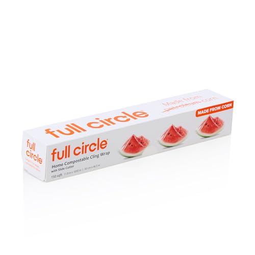 Full Circle Compostable Cling Wrap – 150Sq Ft Roll – Seals and Saves Food – Plant-Based &...