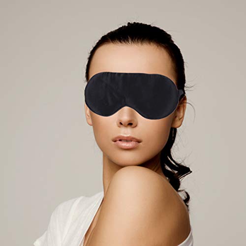 Milisten Máscara de seda verde escura para dormir, máscara de olhos com alça elástica para dormir, v