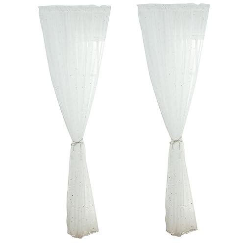 PRETYZOOM Cortinas De Juego Tratamientos De Ventana Cortinas Cortina De Estrellas Brillantes Cortinas De Gasa con Bolsillo para Barra Traje para Niños Pizarron Chica Blanco Estilo Rústico