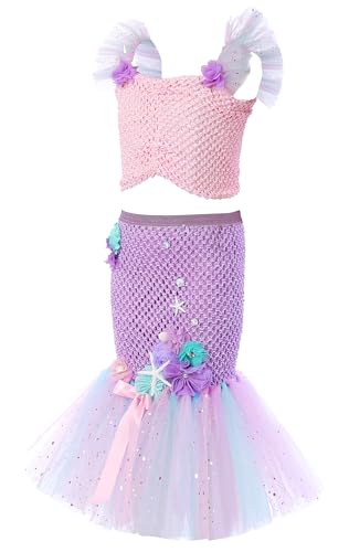 Disfraz completo de sirena para niñas 5-6 años miniatura 5
