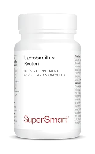 Lactobacillus Reuteri - Suplemento para el bienestar digestivo - 5 mil millones de UFC al día - Contribuye a un tránsito intestinal saludable - Sin OGM - 60 DR Caps™ - Sin gluten – Supersmart