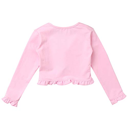 Kids Girls Knit Wrap Top Warm-up Crop Top Coat Ballet Dance Cardigan Long Sleeve Gymnastics Sweaters Pink 104