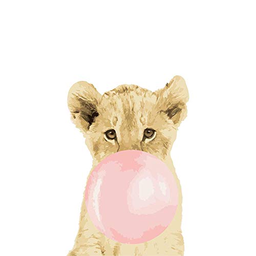 Pintar por numeros para Adultos Chicle Animal Lion Bubble Pintura para Pintar por números con Pinceles y Pinturas Decoración hogareña 40x50cm Sin Marco
