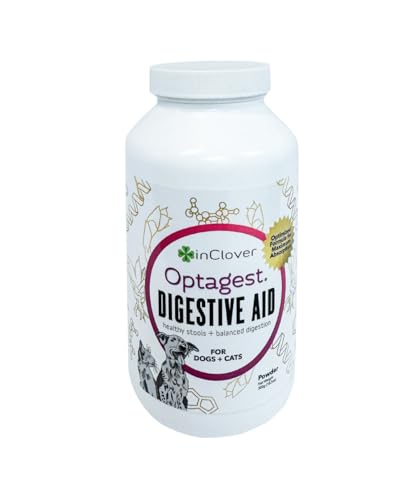 InClover Optagest Natural Digestive Aid, Organic Prebiotics & Enzymes Supplement Powder for Dogs and Cats - Promotes Healthy Stools, Less Gas, Optimal Nutrient Absorption, Intestinal Balance, 10.5oz