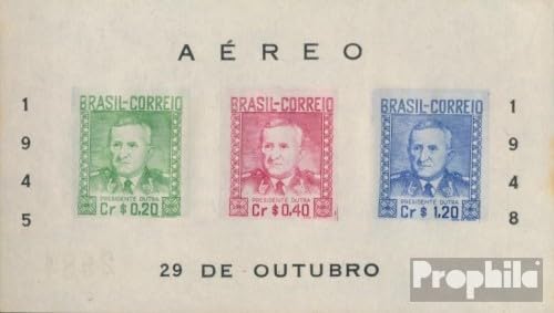 Sellos para coleccionistas bloque 8 de Brasil de 1947 Prophila completo