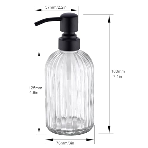 Image of Glass Soap Dispensers Oil Rubbed Bronze, for Kitchen and Bathroom, Heavey Glass Bottle 15oz, Stainless Steel Head