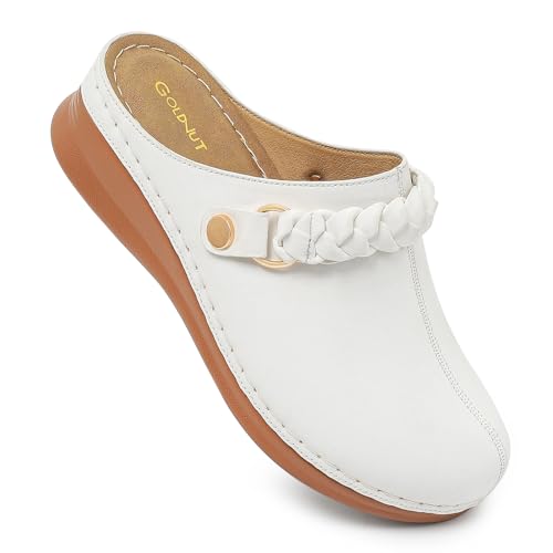 Image of Comfortable Clogs for Women Closed Toe Mules Slip On - Summer Casual Womens Clogs Mules Backless Arch Support Wedge Platform Sandals All-Day