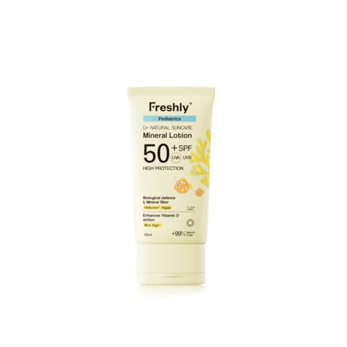 Freshly | Fotoprotector Infantil Natural SPF 50+ | Crema Solar Mineral para Bebés y Niños | Rostro y Cuerpo 100 ml | con Filtros Minerales y Aloe Vera