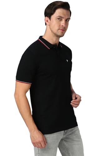 Image of Van Heusen Athleisure Men Solid Cotton Polo T-Shirt with Pocket - Side Slit, Half Sleeve, Regular Fit