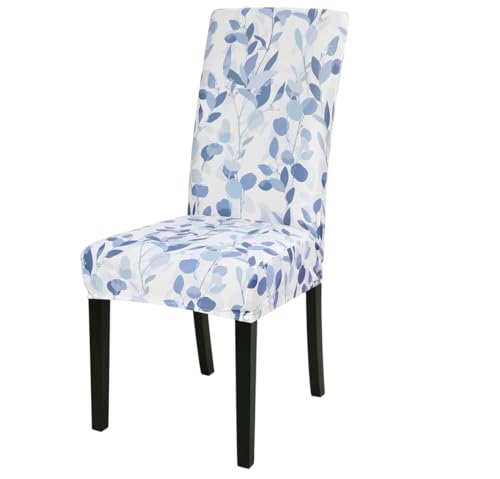 Image of Styleys Chair Covers for Dining Room, Stretch Dining Chair Cover, Washable Spandex Kitchen Chair Slipcovers (Set of 1, Leaves Bay, SD3221)