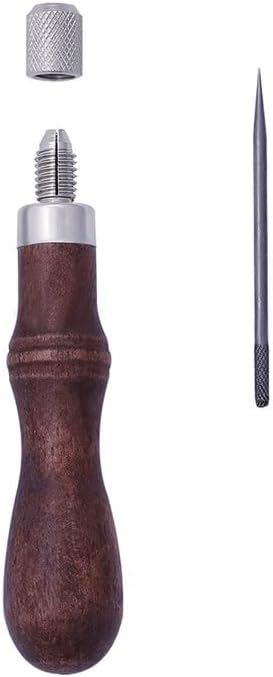 DIY Leather Craft Tools Handle 4 In 1 Stitching Lacing Scratch Awl Tool Hardwood Handle Leathercraft Stitching Sewing Tools|Sewing| - - (Color: Q)