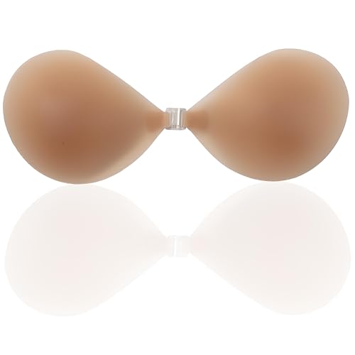 Hypoallergenic Sticky Bra (Size A Medium) 100% Medical Grade Silicone Backless Push-Up Lift Bra Sweat-Proof Reusable & Washable Adhesive Invisible Bra for Strapless Dresses