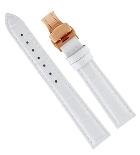 Bracelet de montre cuir femmes blanc et rose gold 17mm haute qualité pour Omega