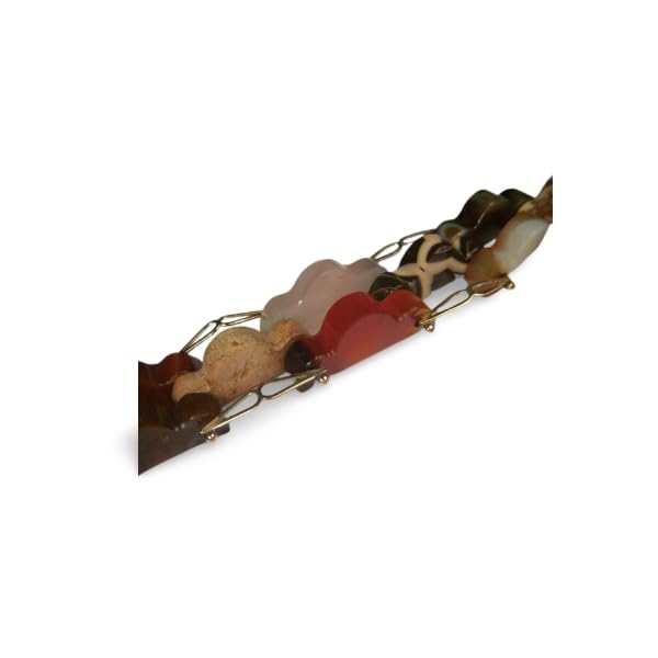 Impressive 18K Yellow Gold Hand Carved Multi-Colored Agate Designer Bracelet