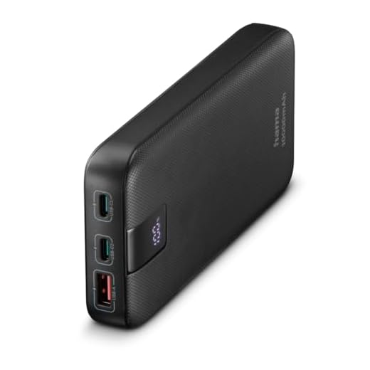 Hama Powerbank PD 10 10000mAh (externer Akku mit 2X USB C + 1x USB A, Power Pack Zertifiziert, Schnellladen, Akkupack Handy Zubehör, Tablet, Bluetooth-Box etc., tragbares Ladegerät klein) anthrazit