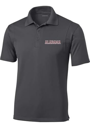 Heritage Pride Alabama Football Team Color State Name Embroidered Golf Polo-Iron Grey-XL